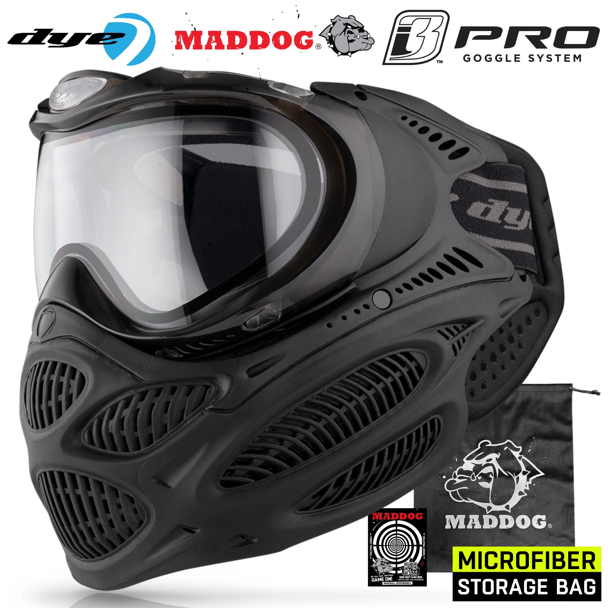 Dye I3 PRO Anti Fog Thermal Paintball Mask Airsoft Goggles w/ Optional Maddog Microfiber Storage Bag