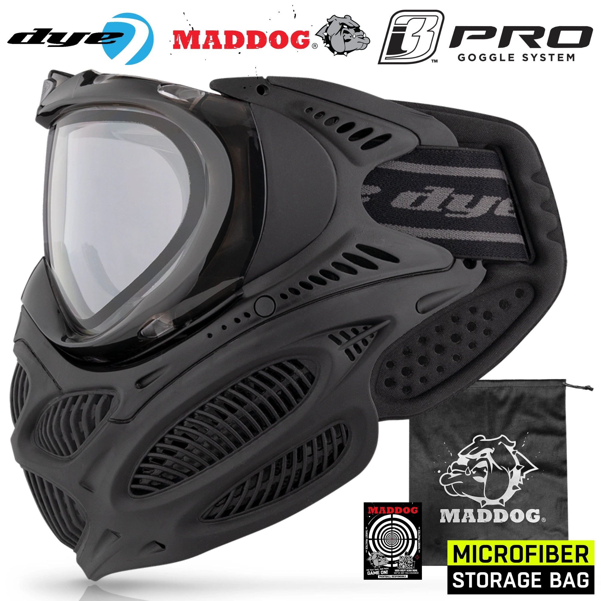 Dye I3 PRO Anti Fog Thermal Paintball Mask Airsoft Goggles w/ Optional Maddog Microfiber Storage Bag