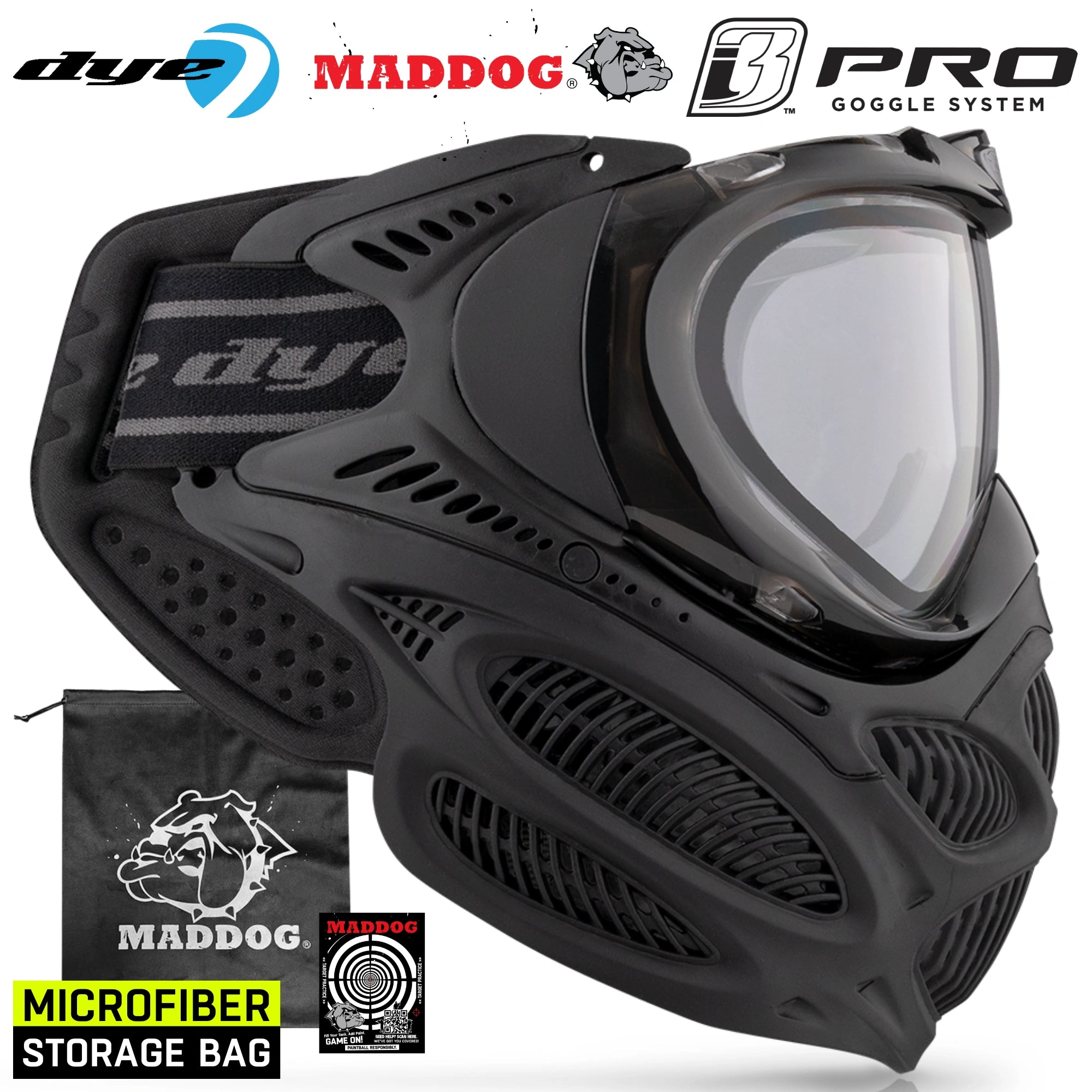 Dye I3 PRO Anti Fog Thermal Paintball Mask Airsoft Goggles w/ Optional Maddog Microfiber Storage Bag