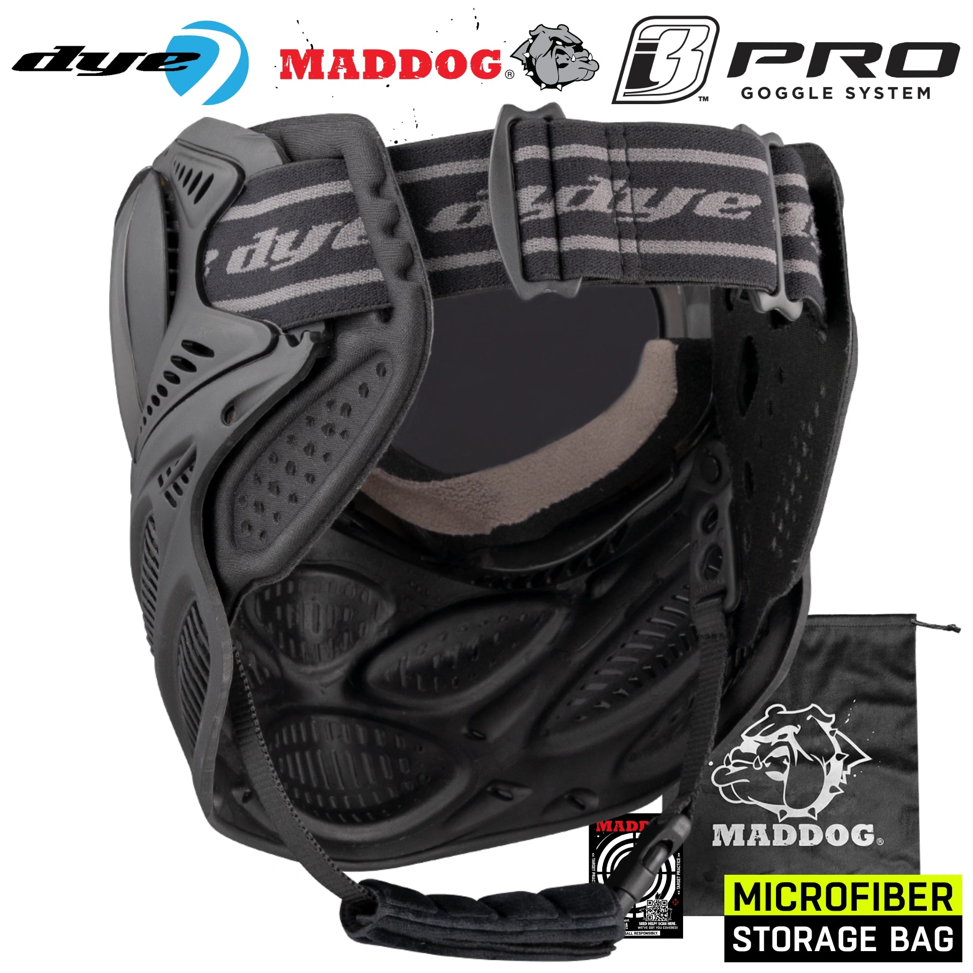Dye I3 PRO Anti Fog Thermal Paintball Mask Airsoft Goggles w/ Optional Maddog Microfiber Storage Bag