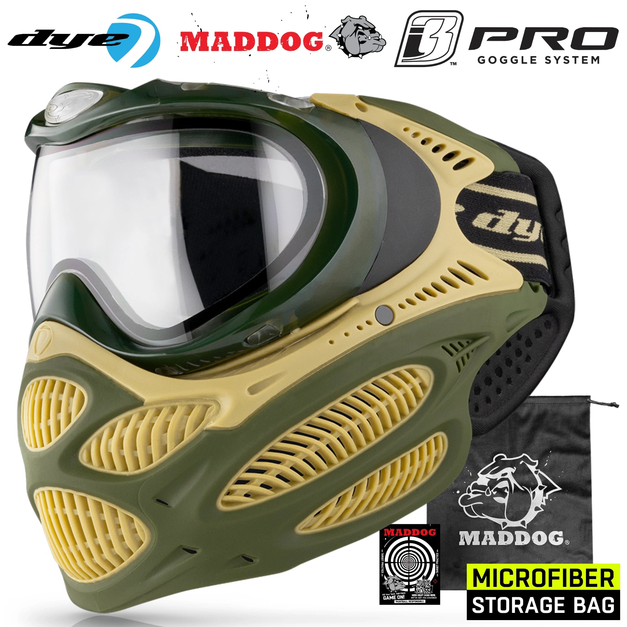 Dye I3 PRO Anti Fog Thermal Paintball Mask Airsoft Goggles w/ Optional Maddog Microfiber Storage Bag