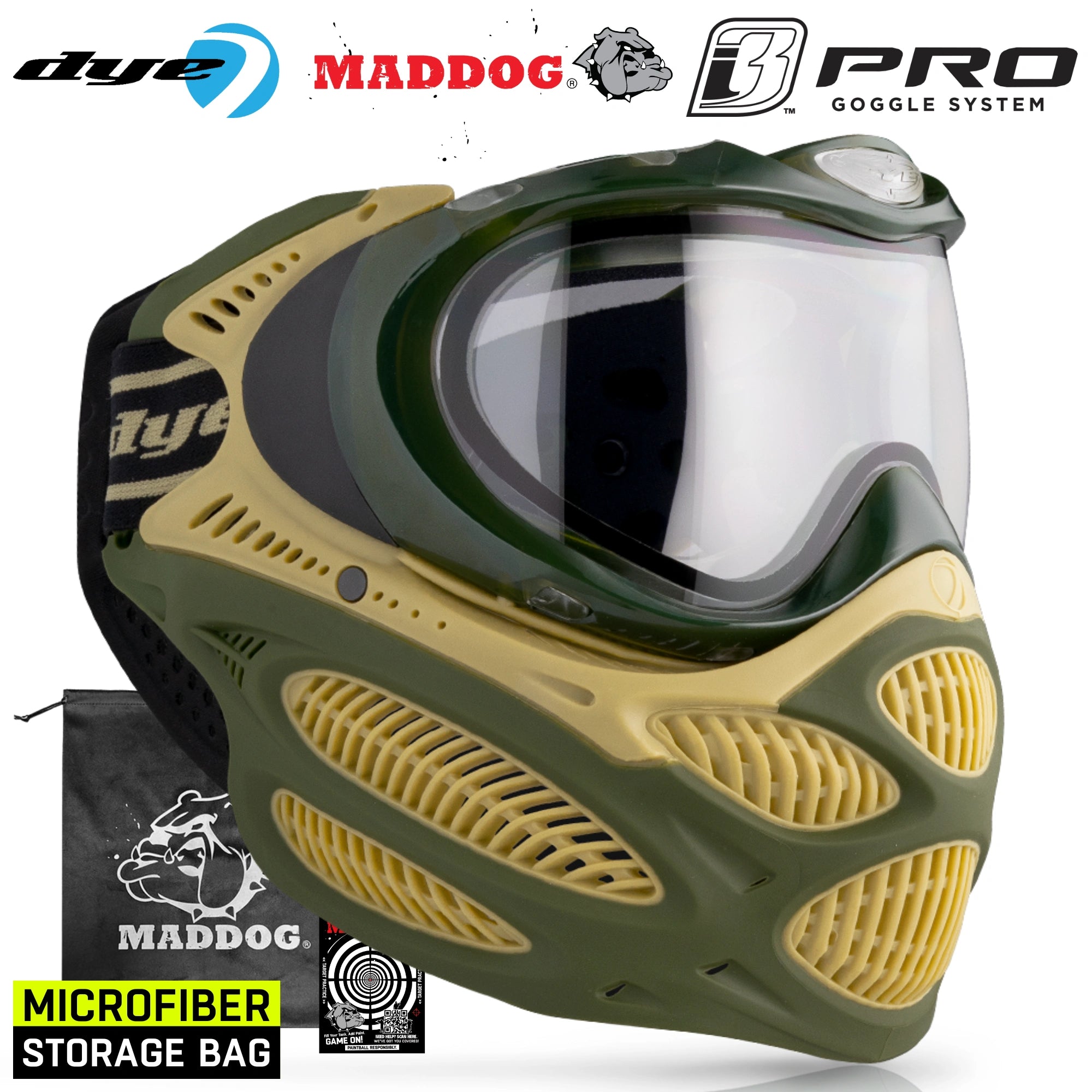 Dye I3 PRO Anti Fog Thermal Paintball Mask Airsoft Goggles w/ Optional Maddog Microfiber Storage Bag