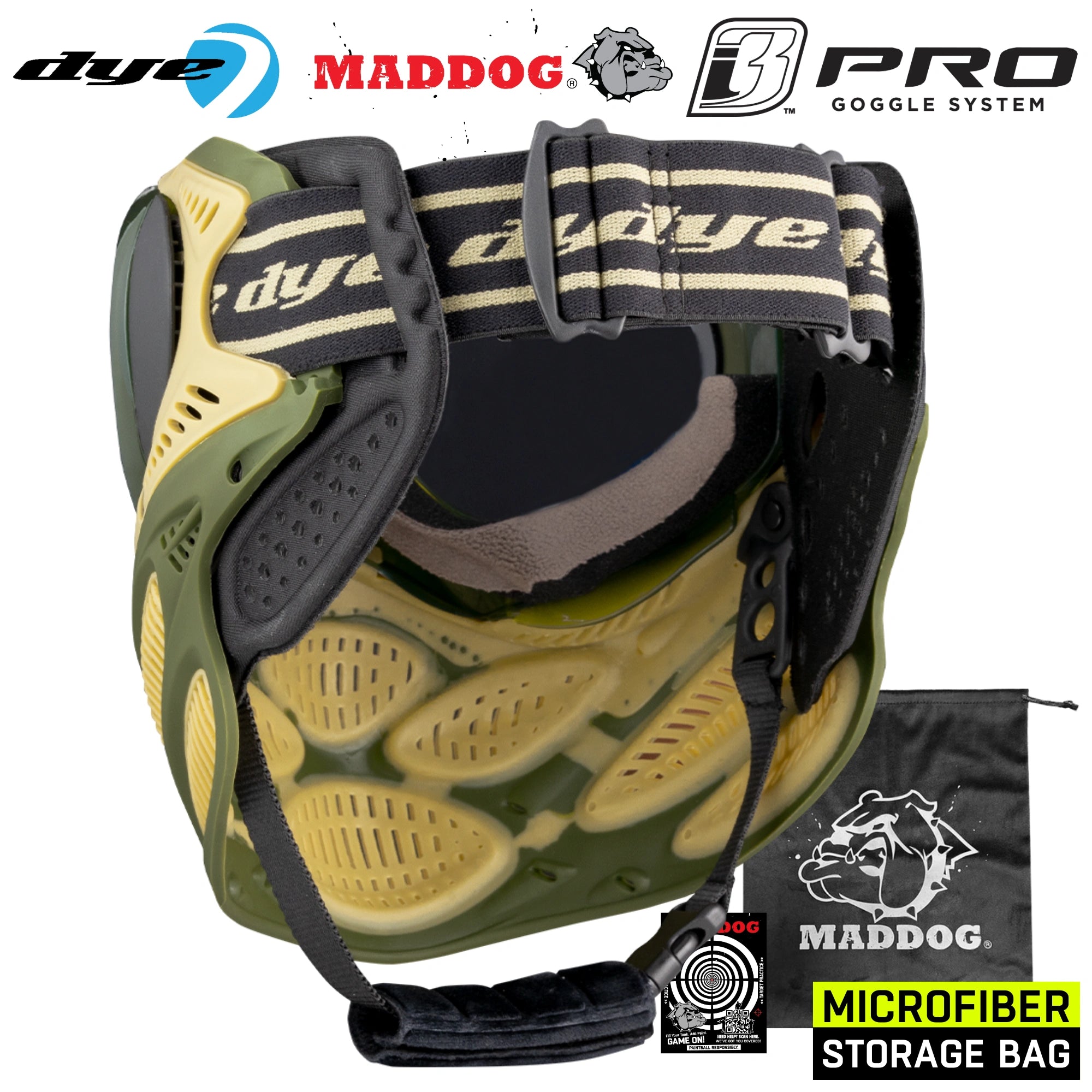 Dye I3 PRO Anti Fog Thermal Paintball Mask Airsoft Goggles w/ Optional Maddog Microfiber Storage Bag