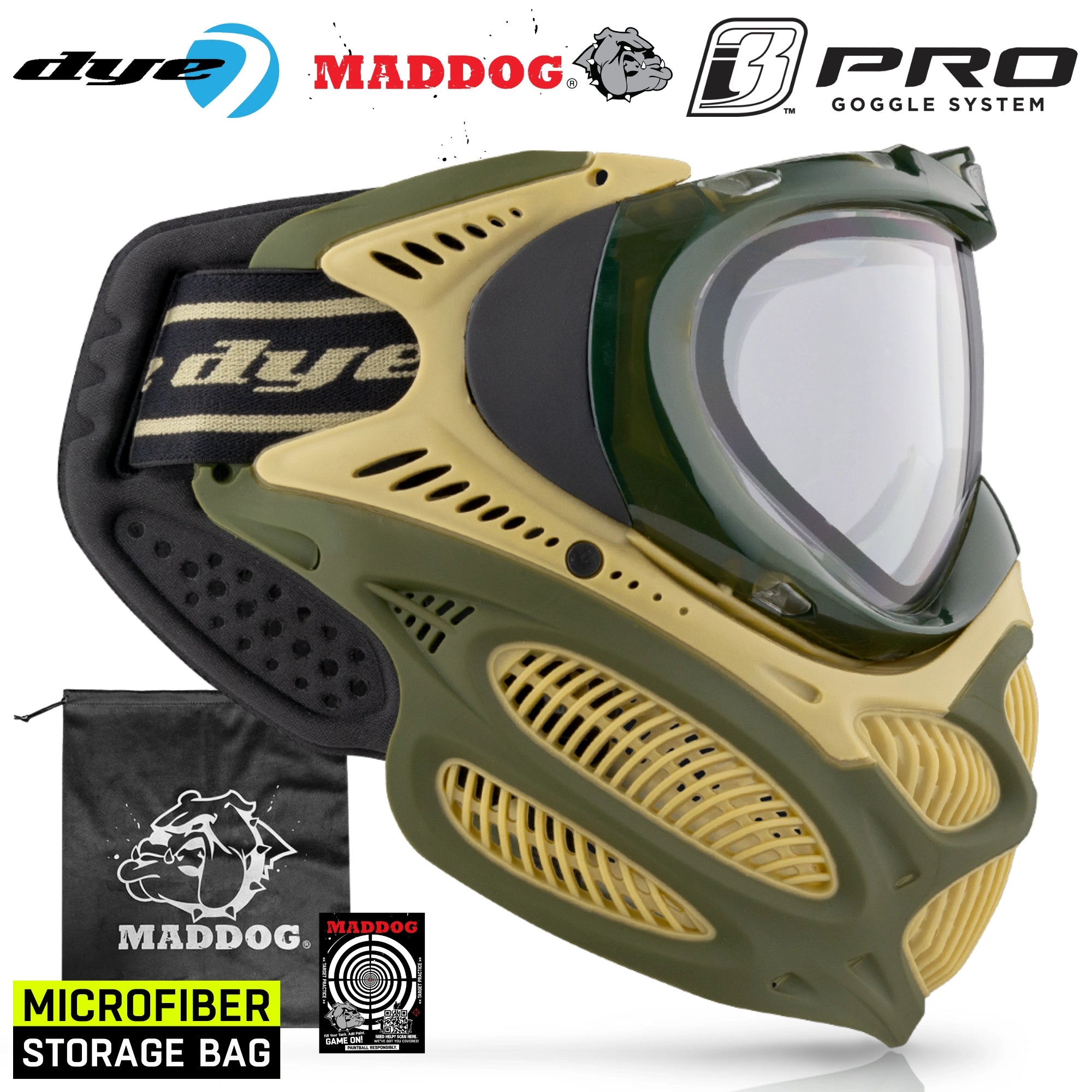 Dye I3 PRO Anti Fog Thermal Paintball Mask Airsoft Goggles w/ Optional Maddog Microfiber Storage Bag