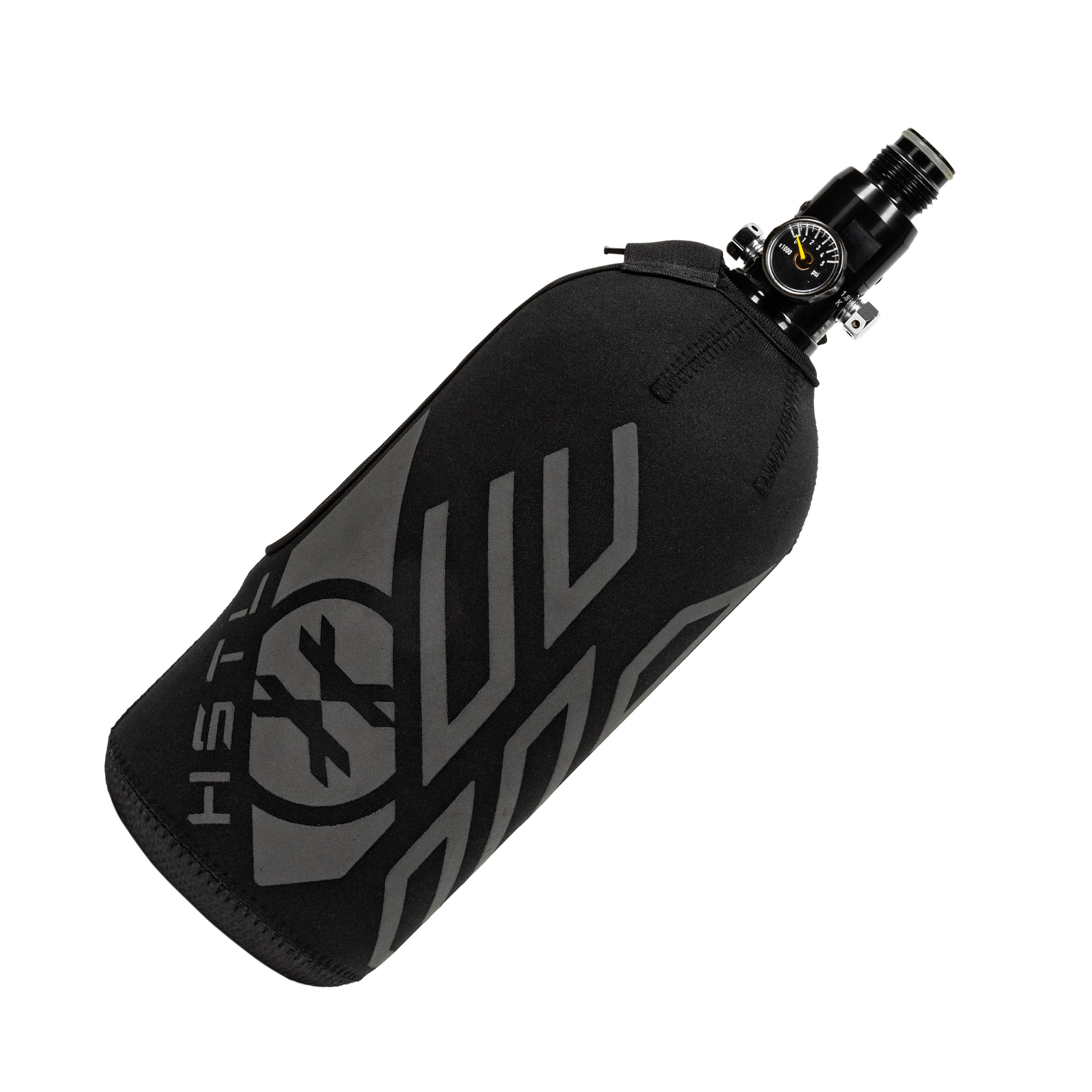 HK Army HSTL Tank Cover 48ci / 20oz std config, HPA tank cover, bottle protection, for turf slides, front angle