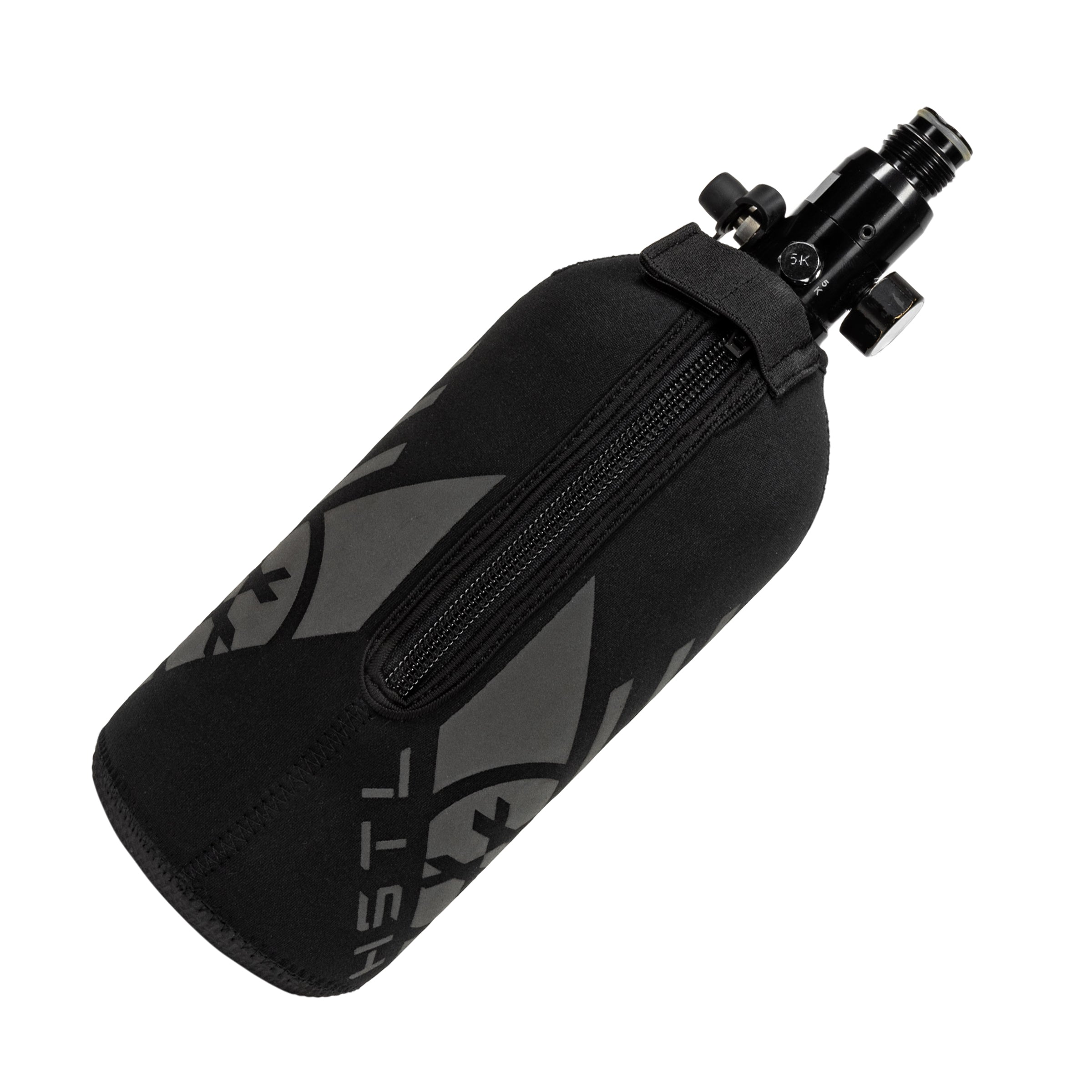 HK Army HSTL Tank Cover 48ci / 20oz std config, HPA tank cover, better tank grip, for turf slides, rear angle