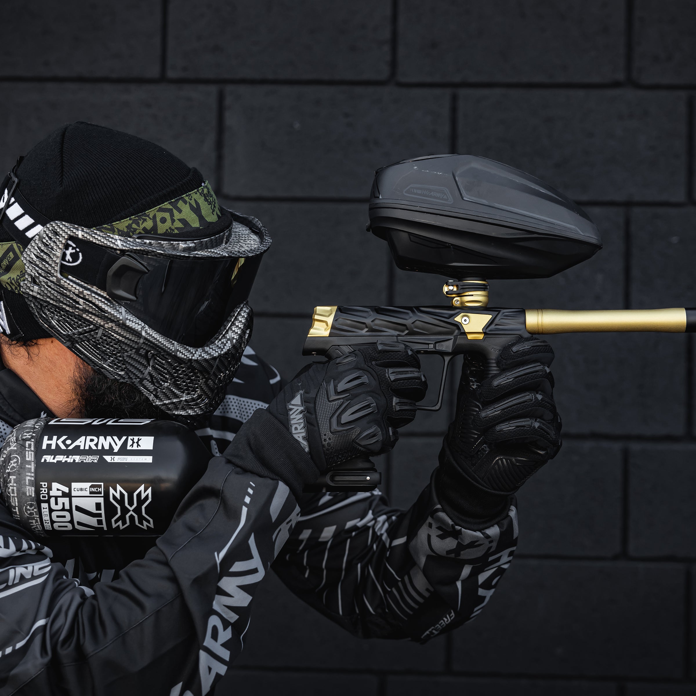 HK Army x Planet Eclipse ETHA3 MTL Hive Prestige Electronic std config, marker, balanced shot feel, for woodsball play, top view