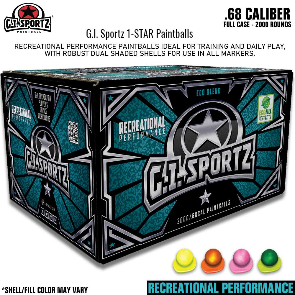 GI 1 Star .68 Caliber Paintballs - Yellow Shell / Yellow Fill GI Sportz