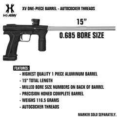 HK Army XV One-Piece Paintball Barrel - Autococker - Dust Silver - 0.685 Bore Size HK Army