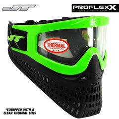 JT Proflex X Thermal Paintball Mask Protective Goggle w/ Quick Change Frame System - Lime / All Black Lower JT Paintball
