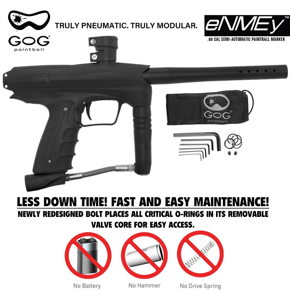 GoG eNMEy Gen2 .68 Caliber Paintball Gun Marker - Black Gog Paintball