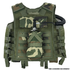 Maddog Tactical Battle Vest w/ Pods & Standard Remote Coil Paintball Package - Woodland Camo Maddog