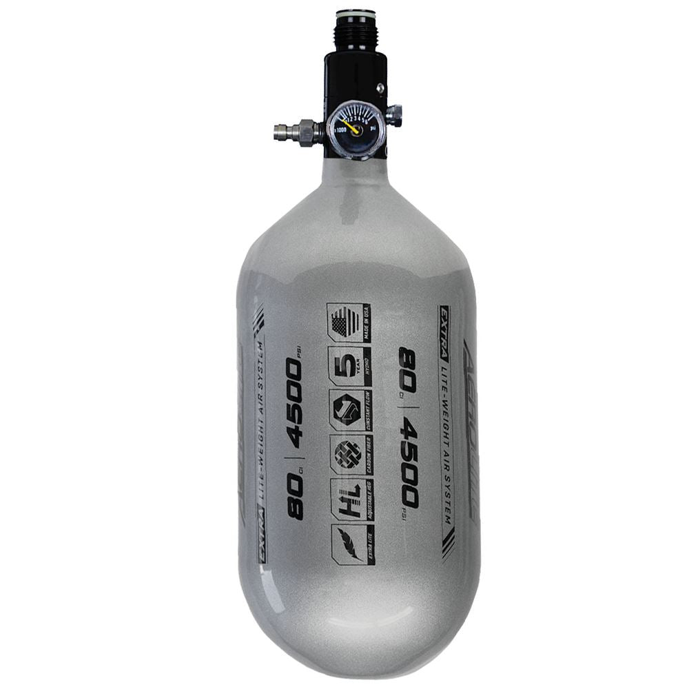 HK Army Aerolite "Extra Lite" 80/4500 Compressed HPA Paintball Tank with Basic Regulator - Silver HK Army