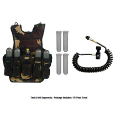 Maddog Tactical Camo Vest w/ Pods & Standard Remote Coil Paintball Package Maddog