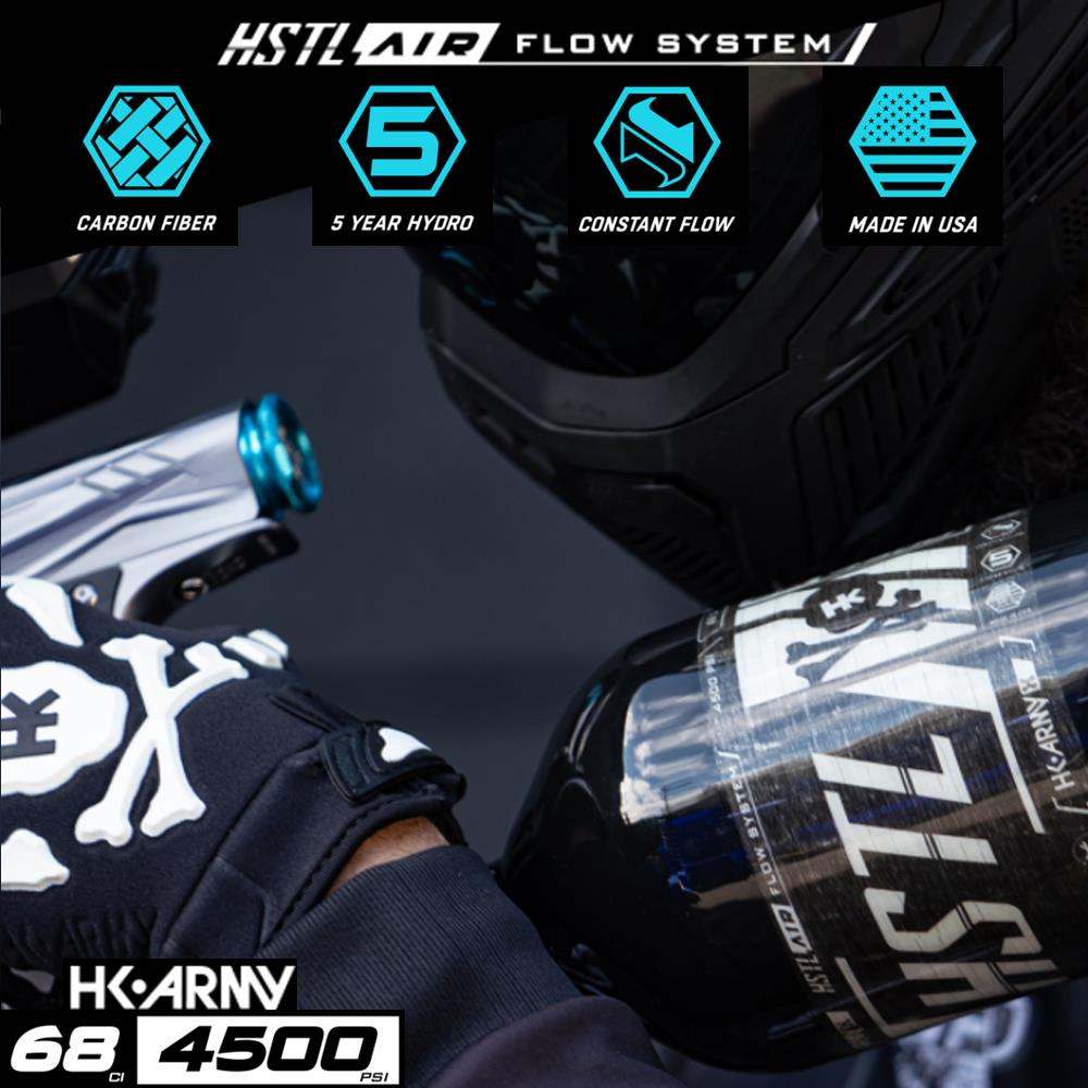 HK Army HSTL 68/4500 Carbon Fiber HPA Compressed Air Paintball Tank System - Standard Reg - Black HK Army