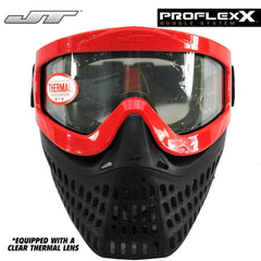 JT Proflex X Thermal Paintball Mask Protective Goggle w/ Quick Change Frame System - Red / All Black Lower JT Paintball