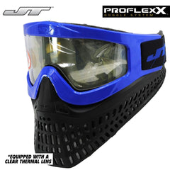 JT Proflex X Thermal Paintball Mask Protective Goggle w/ Quick Change Frame System - Blue / All Black Lower JT Paintball