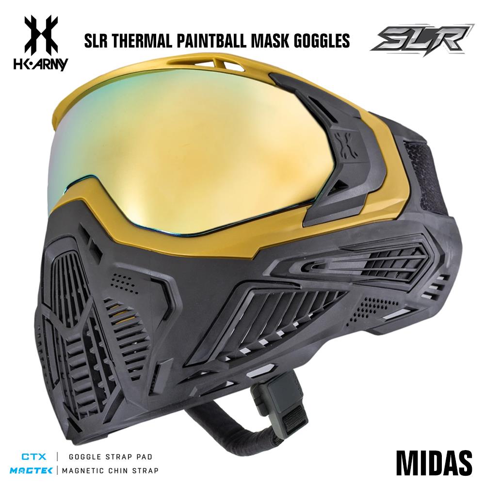HK Army SLR Thermal Paintball Mask Goggles - Midas (Gold/Black) - Prestige Gold Thermal Lens HK Army