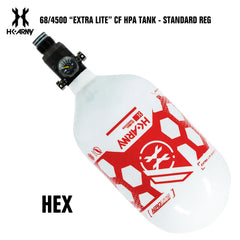 HK Army Hex 68/4500 Extra Lite Carbon Fiber Compressed Air HPA Paintball Tank - Standard Reg - White/Red HK Army