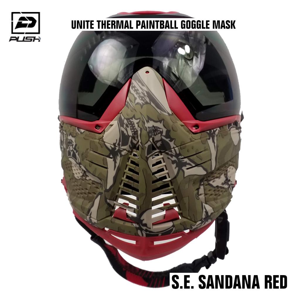 Push Unite Thermal Paintball Goggle Mask - S.E. Sandana Red (Smoke Lens) Push Paintball