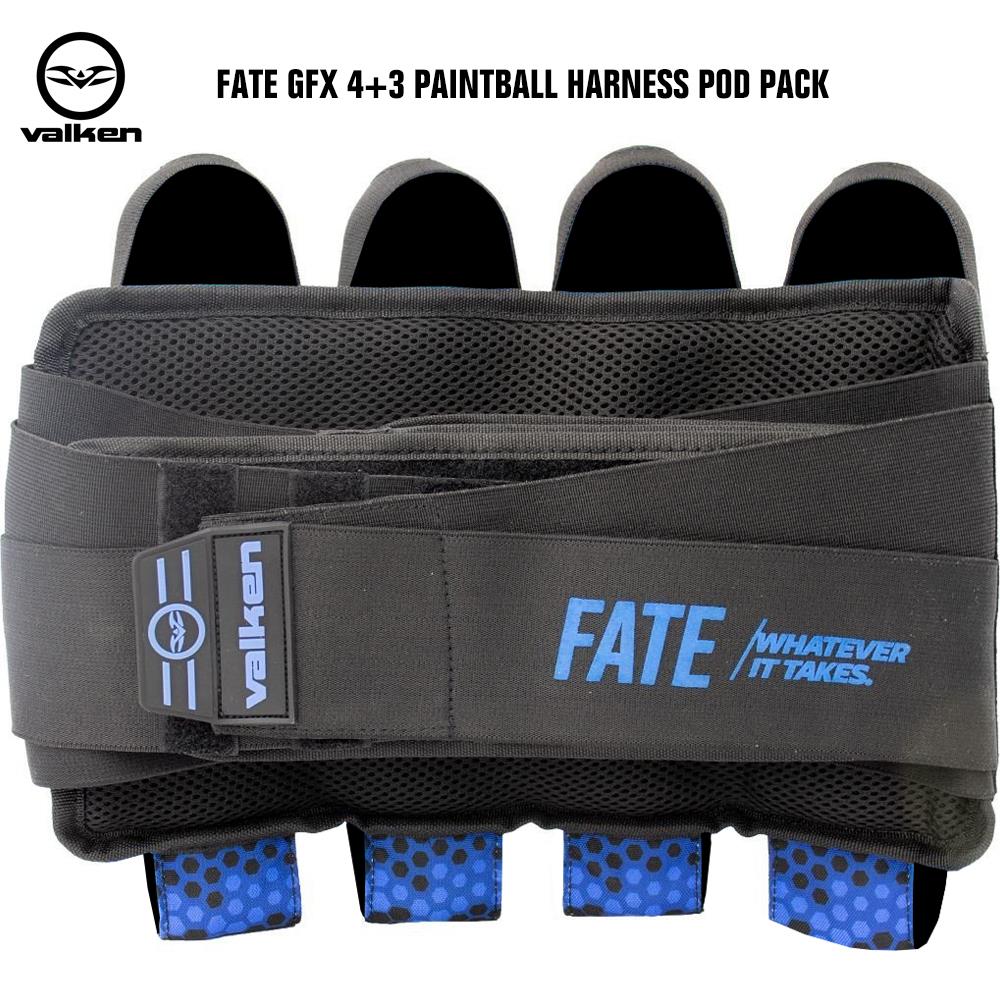 Valken Fate GFX 4+3 Paintball Harness Pod Pack - Digi Tiger Blue Camo Valken