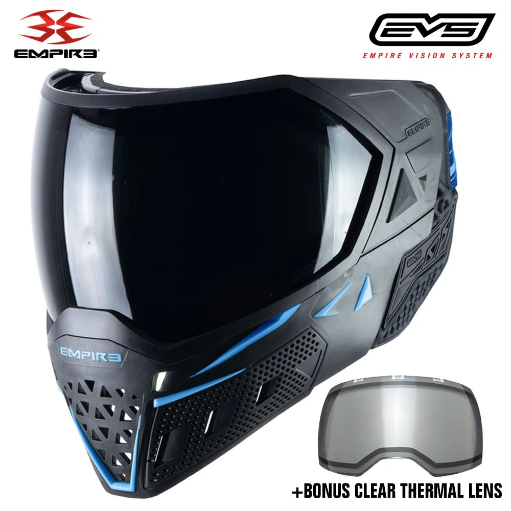 Empire EVS Thermal Paintball Mask - Black / Navy Blue - Ninja & Clear Thermal Lenses Empire