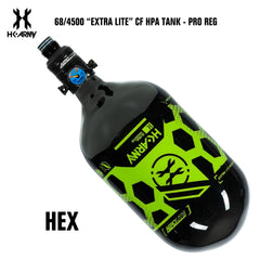 HK Army Hex 68/4500 Extra Lite Carbon Fiber Compressed Air HPA Paintball Tank - V2 Pro Reg - Black/Green HK Army