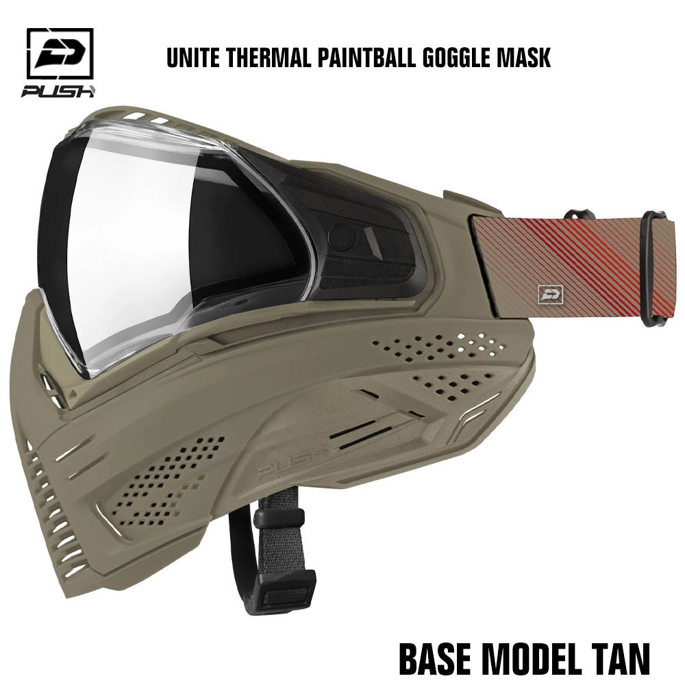 Push Unite Thermal Paintball Goggle Mask - Base Model Tan (Clear Lens) Push Paintball