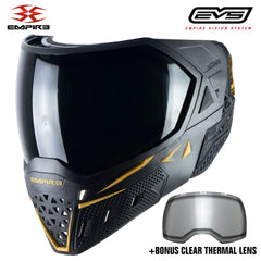Empire EVS Thermal Paintball Mask - Black / Gold - Ninja & Clear Thermal Lenses Empire