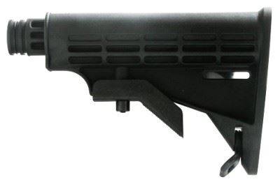 Black Tippmann 98 Collapsible Stock with three adjustable mounts for paintball markers