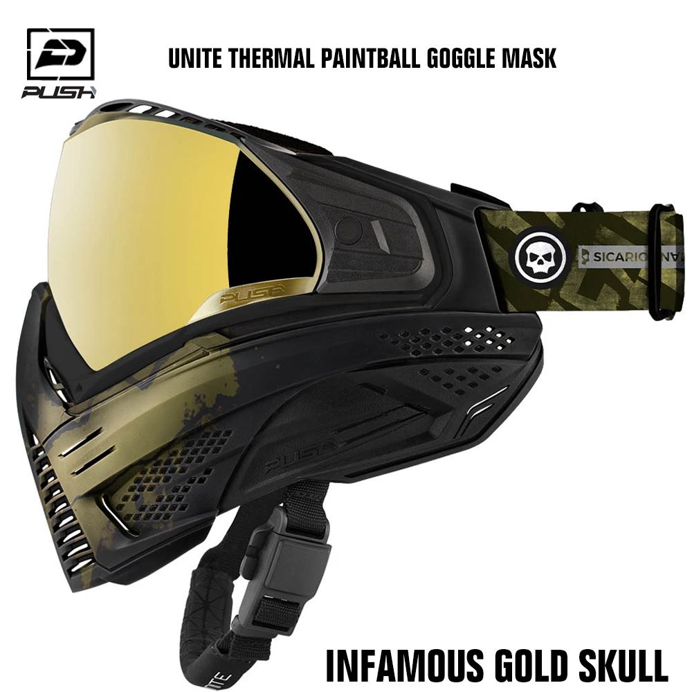 Push Paintball Unite Thermal Paintball Goggle Mask - Infamous Gold Skull Push Paintball
