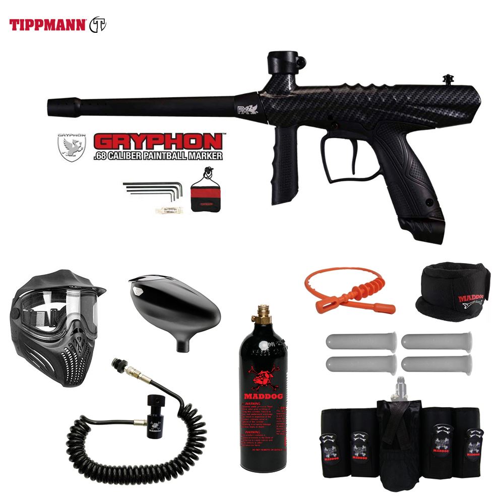Tippmann Gryphon FX Maddog Elite Remote CO2 Paintball Gun Package - Carbon Tippmann