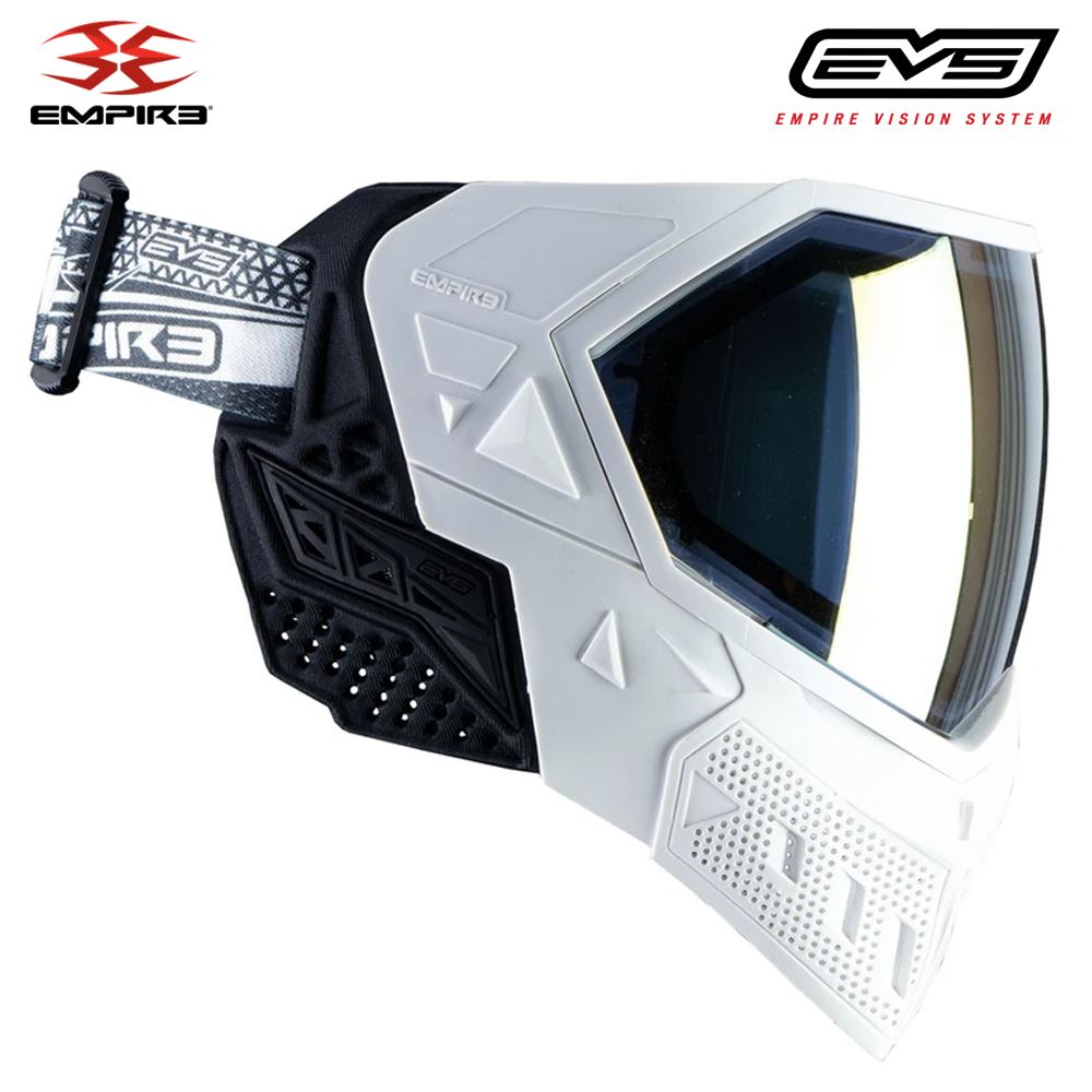 Empire EVS Thermal Paintball Mask - White / White - Gold and Clear Thermal Lenses Empire