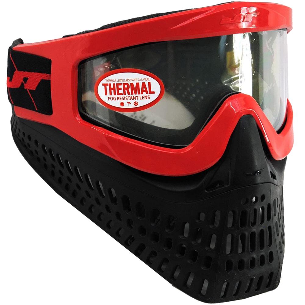 JT Proflex X Thermal Paintball Mask Protective Goggle w/ Quick Change Frame System - Red / All Black Lower JT Paintball