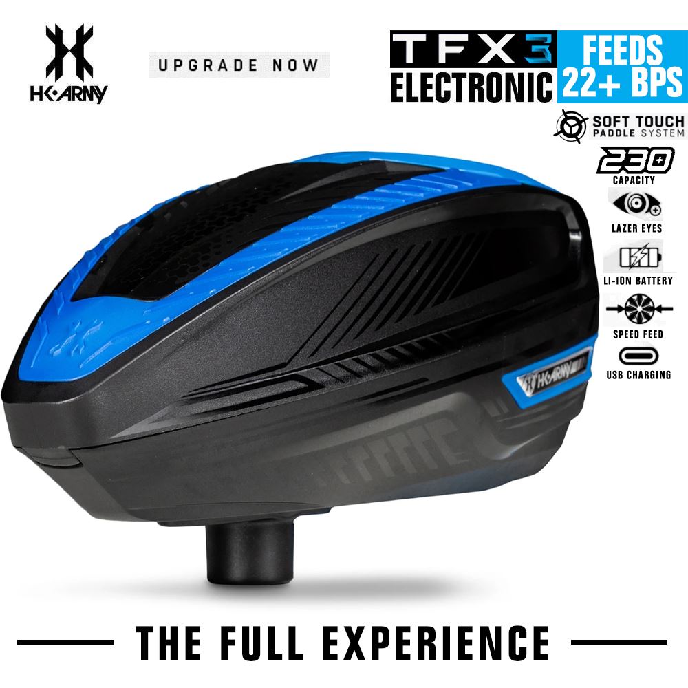 HK Army TFX 3.0 Electronic Paintball Loader - 22+ BPS - Black/Blue HK Army