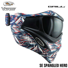 V-Force Grill Thermal Paintball Mask Goggles w/ Smoke and Clear Thermal Lenses - SE Spangled Hero V-Force