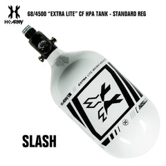 HK Army Slash 68/4500 Extra Lite Carbon Fiber Compressed Air HPA Paintball Tank - Standard Reg - Metallic White/Black HK Army