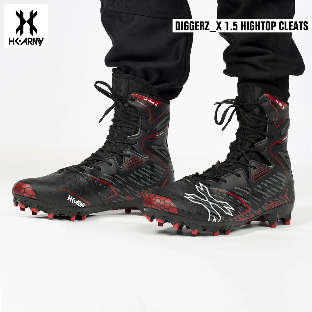 HK Army Diggerz_X 1.5 Hightop Paintball Cleats - Black/Red HK Army