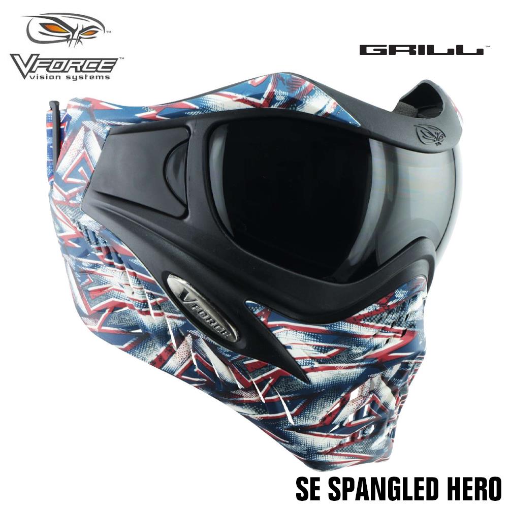 V-Force Grill Thermal Paintball Mask Goggles w/ Smoke and Clear Thermal Lenses - SE Spangled Hero V-Force