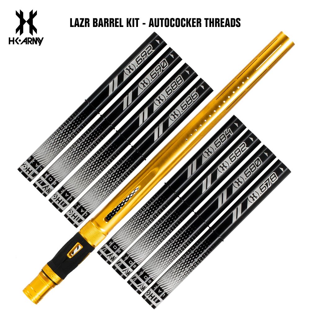 HK Army LAZR Paintball Barrel Kit - Autococker - Dust Gold / Black Inserts HK Army