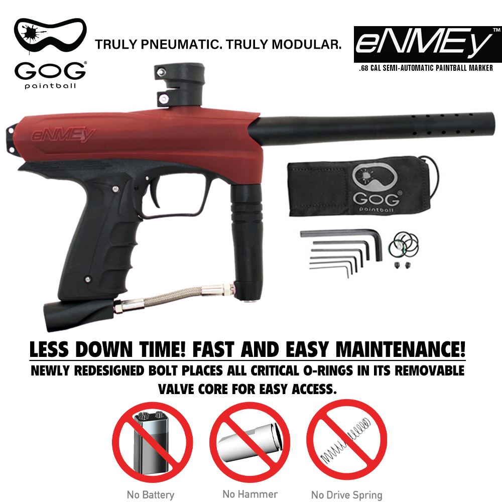 GoG eNMEy Gen2 .68 Caliber Paintball Gun Marker - Red Gog Paintball