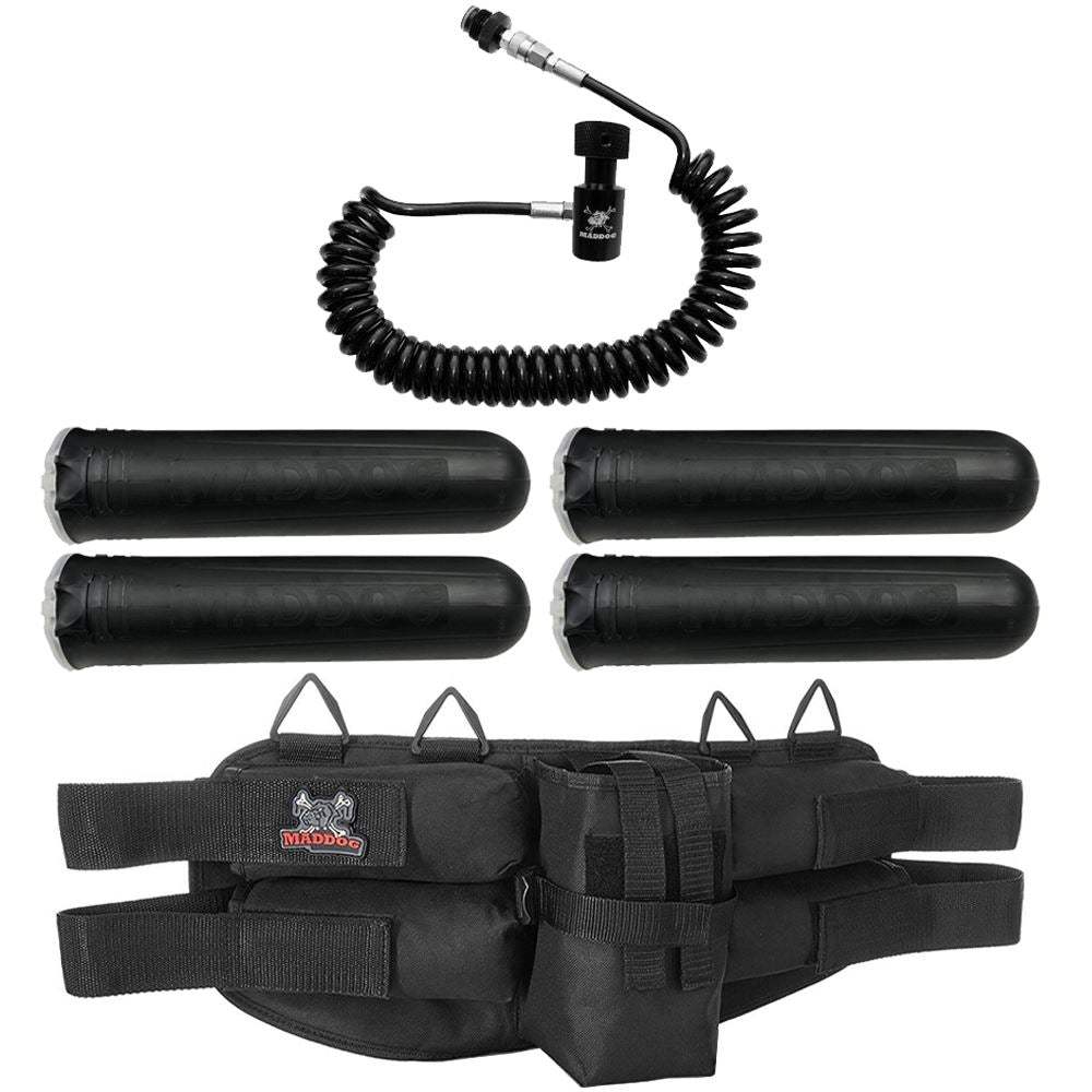 Maddog 4+1 Paintball Harness with Paintball Pods and Quick Disconnect Remote Coil Combo Maddog