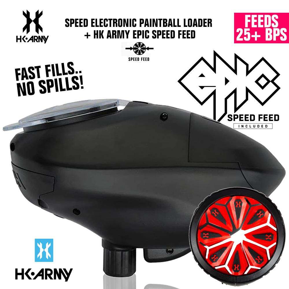 HK Army Speed Electronic Paintball Loader with Epic Speed Feed - 25+ BPS