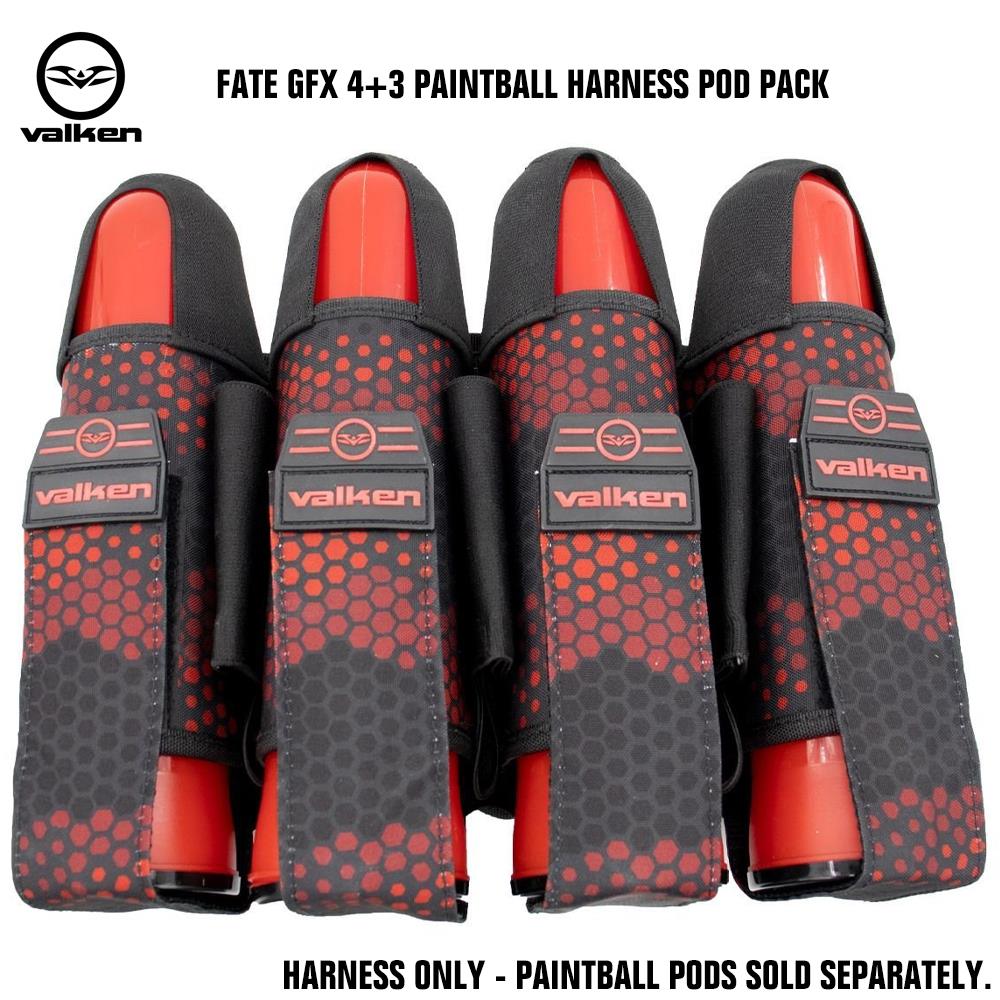 Valken Fate GFX 4+3 Paintball Harness Pod Pack - Digi Tiger Red Camo Valken