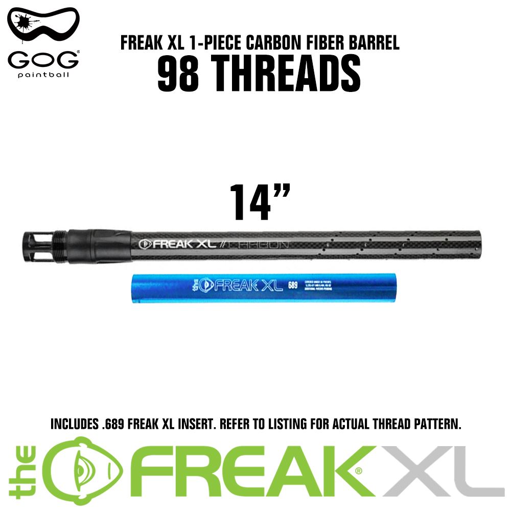 GoG Freak XL Carbon Fiber Paintball Barrel w/ .689 Insert - 98 Thread - 14" GoG