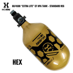 HK Army Hex 68/4500 Extra Lite Carbon Fiber Compressed Air HPA Paintball Tank - Standard Reg - Gold/Black HK Army