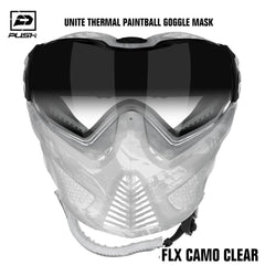 Push Unite Thermal Paintball Goggle Mask - Clear Camo FLX (Clear Fade Lens) Push Paintball