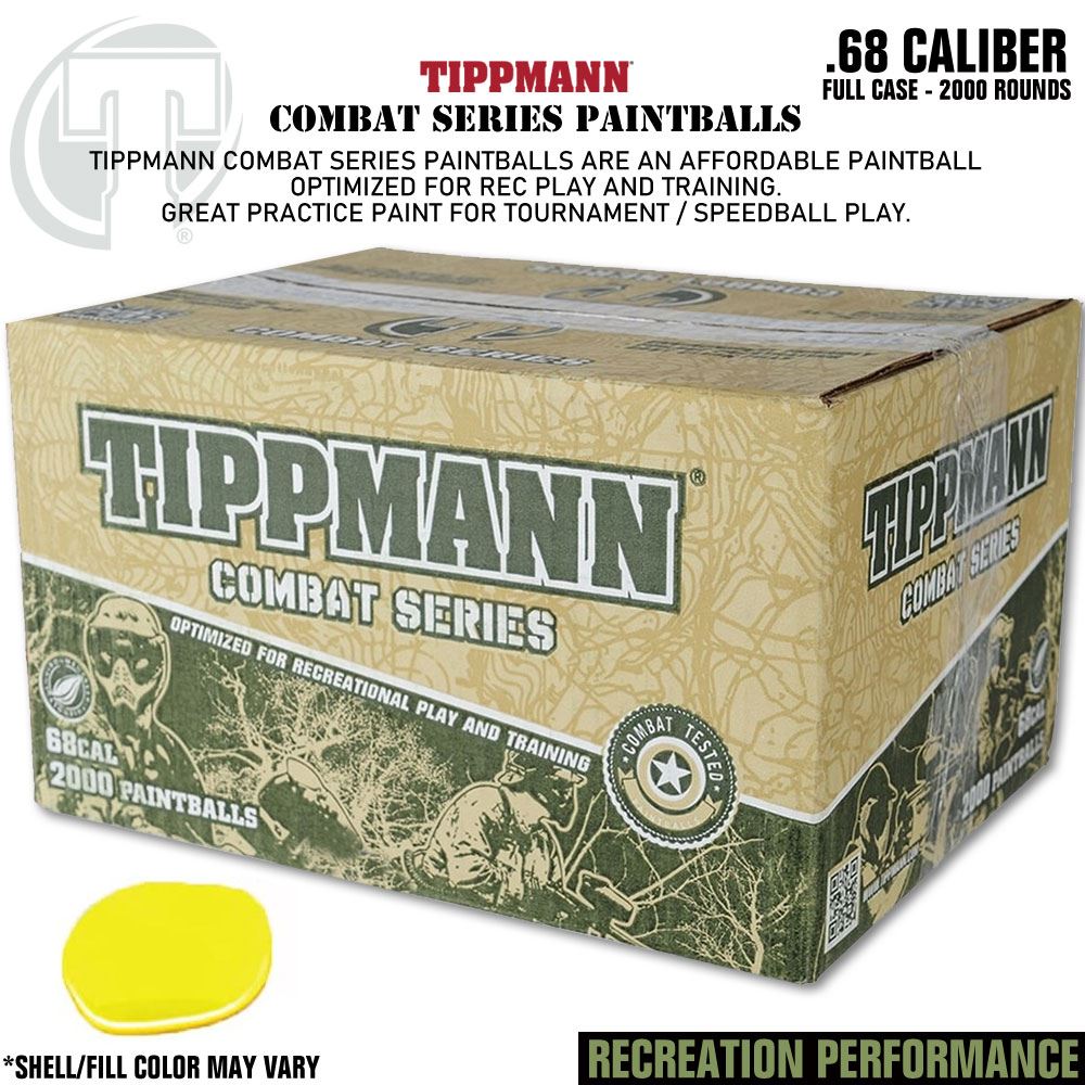Tippmann Combat .68 Caliber Paintballs - Shell will Vary - Yellow Fill Tippmann