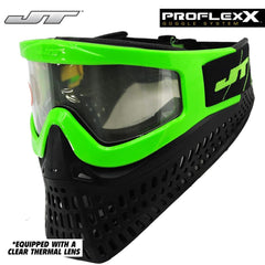 JT Proflex X Thermal Paintball Mask Protective Goggle w/ Quick Change Frame System - Lime / All Black Lower JT Paintball