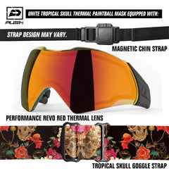 Push Unite Thermal Paintball Goggle Mask - Tropical Skulls - (Revo Red Lens) Push Paintball